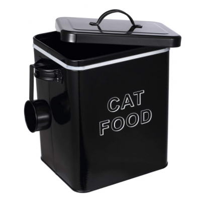 5L Dog Treat and Food Storage Tin with Lid and Serving Scoop with Cream Powder coating Tight Fitting Lids