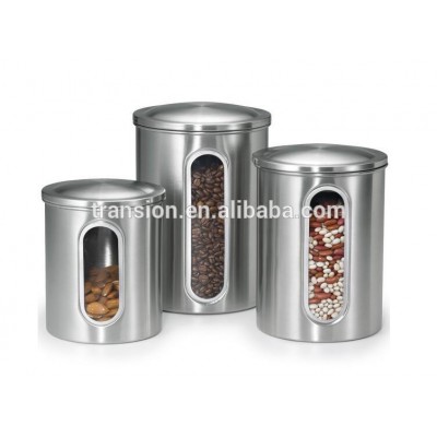 stainless steel Canister 3-in-one canister with window canister set