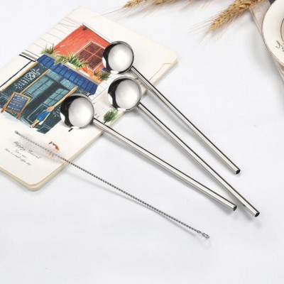 Stainless steel Straw with round shape Spoon