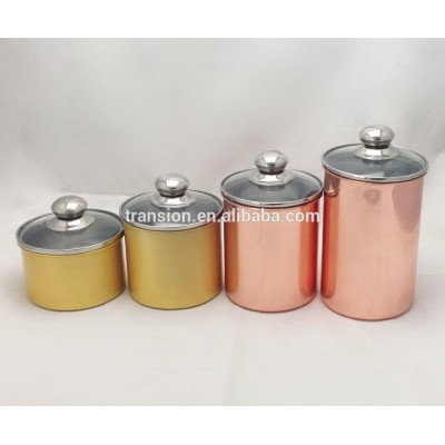 4-Piece canister sets with copper plated color