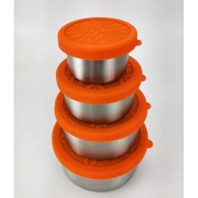 4PCS Roll over image to zoom in Stainless Steel Food Storage Containers  with Leak-Proof Silicone Lids