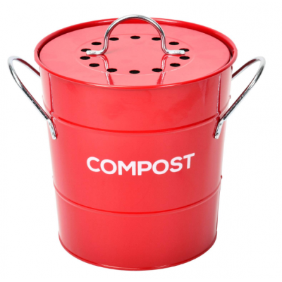 1 gallon Kitchen Compost Bin Cute the galvanized iron Waste Collector for Food Scraps and Peels and Egg Shells